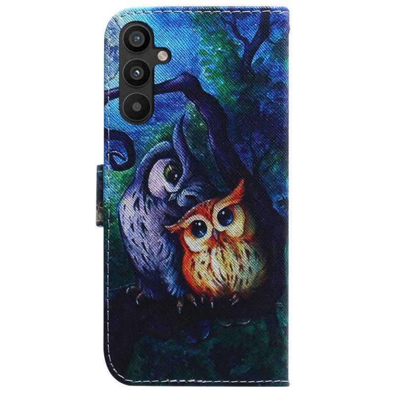 Κάλυμμα Samsung Galaxy A54 5G με κορδονι Ζωγραφική Με Strappy Owls